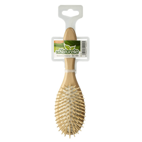 Hair brush beech wood, large, oval, wooden needles, antistatic IPPA - 1