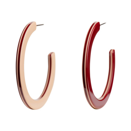 Large size round shape titanium earrings in Bordeaux and nude, 2 pcs. Kosmart - 1