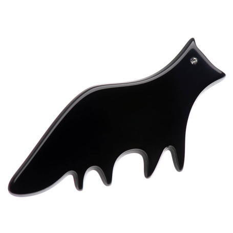 Medium size fox shape brooch in Black Kosmart - 1