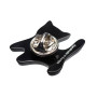 Medium size cat shape brooch in Black Kosmart - 4