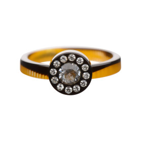 Medium size round shape Metal free ring in Black and gold texture Kosmart - 1