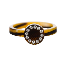 Small size round shape Metal free ring in Black and gold texture Kosmart - 1