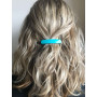 Small size rectangular shape hair clip in Turquoise and black Kosmart - 4