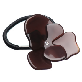 Medium size flower shape hair elastic with decoration in Brown Kosmart - 1