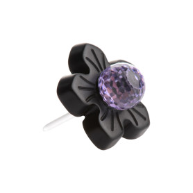 Medium size flower shape Metal free earring in Black Kosmart - 1