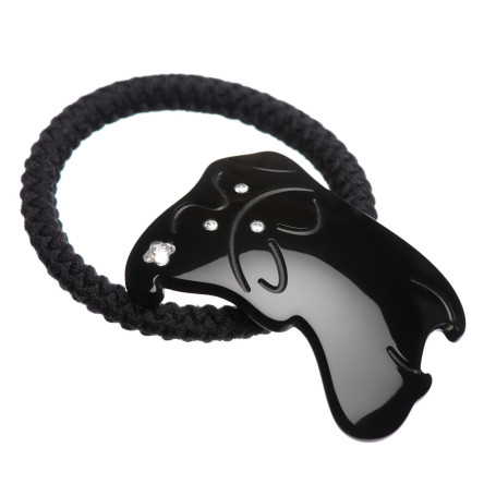 Medium size dog shape hair elastic with decoration in Black Kosmart - 1