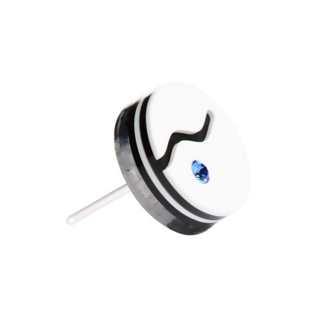 Medium size round shape Metal free earring in White and black Kosmart - 1