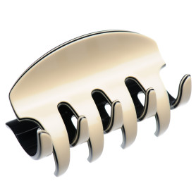 Large size regular shape Hair jaw clip in Ivory and black Kosmart - 1