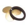 Medium size flower shape Hair elastic with decoration in Dark brown demi and gold Kosmart - 2