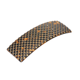 Medium size rectangular shape Hair barrette in Dark brown demi and gold Kosmart - 1