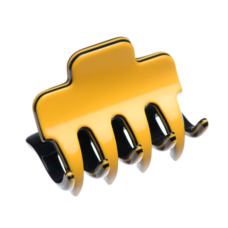 Small size regular shape Hair jaw clip in Maize yellow and black Kosmart - 1