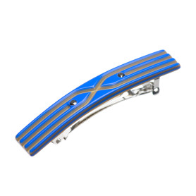 Small size rectangular shape Hair clip in Fluo electric blue and gold Kosmart - 1