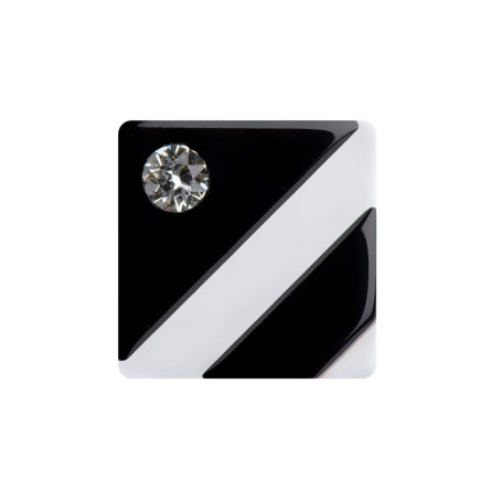 Medium size square shape Metal free earring in Black and white Kosmart - 1