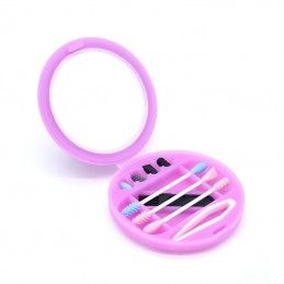 Pink reusable silicone kit with mirror Comwell.pro - 1