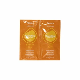 TESTER, FANOLA WONDER NOURISHING  RESTRUCTURING SHAMPOO+MASK SOFTNESS AND BRIGHTNESS, 15 ML