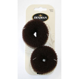 2pc Mini Bun Ring Brown *NEW* DENMAN - 1