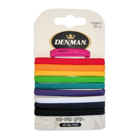 10 pk No Slip Elastics Assorted - Bright DENMAN - 1