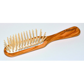 Hair brush 205 x 38 mm . Original olive tree handle.  KELLER - 1